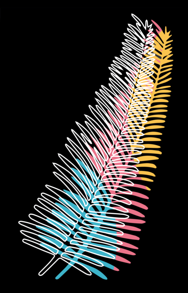 Buntes Farn Glasbild