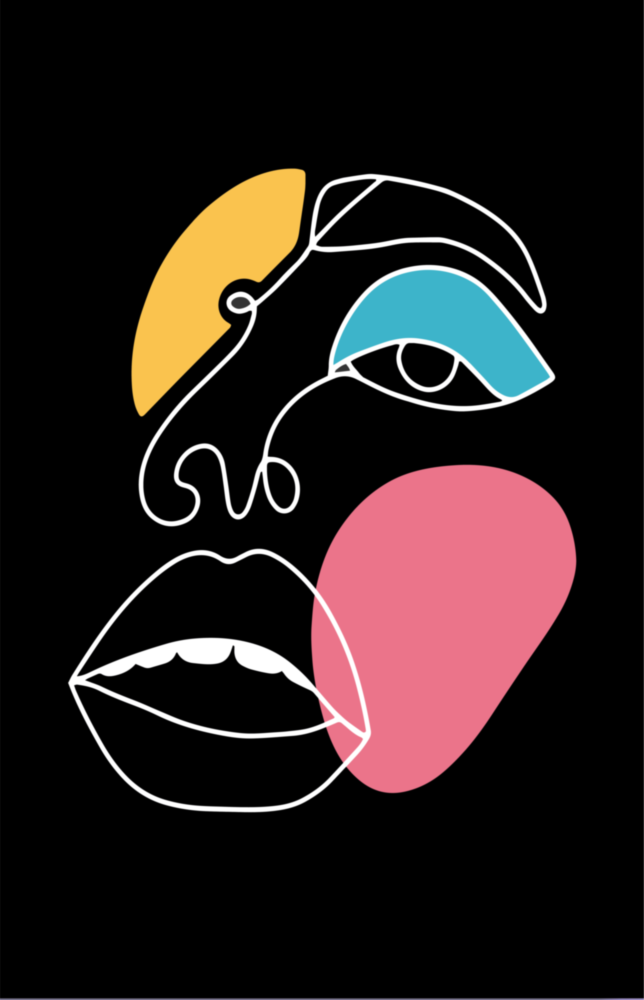 Arte della parete di vetro Viso colorato astratto