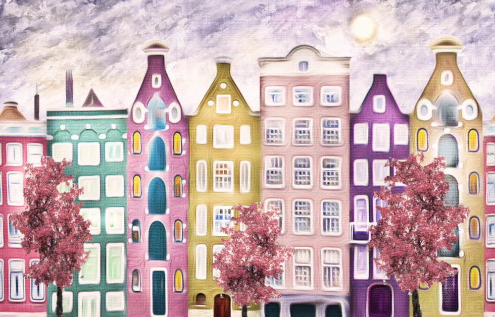 Arte della parete di vetro Fairy Tale City