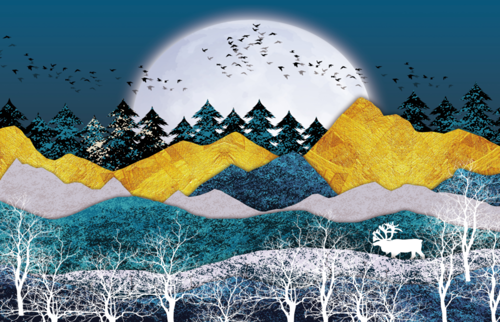 Arte della parete di vetro Paesaggio di illustrazione