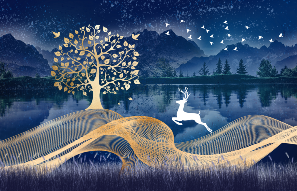 Arte della parete di vetro Cervo magico