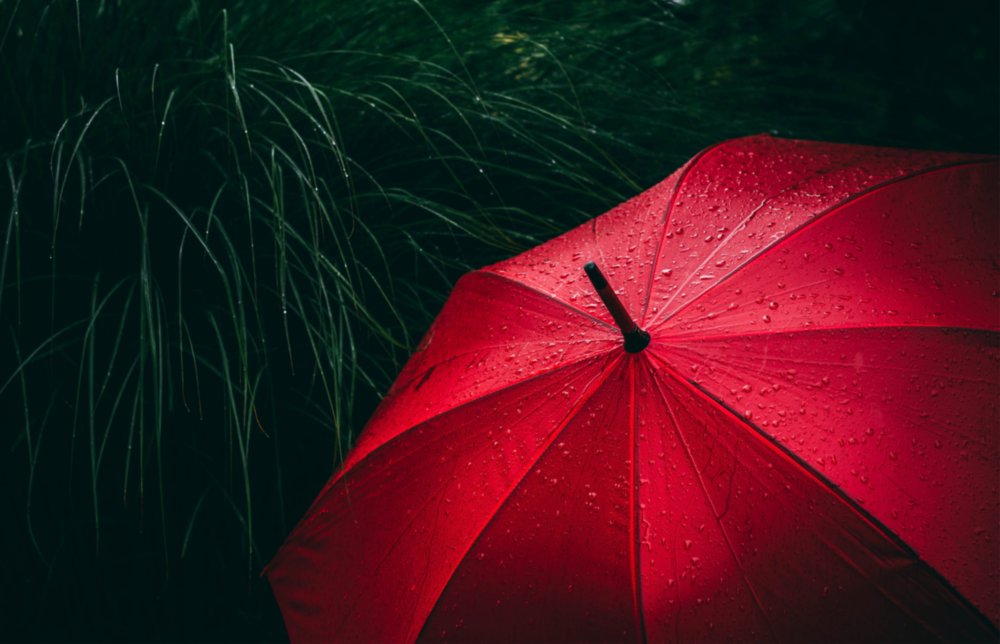 Parapluie rouge Impression sur verre