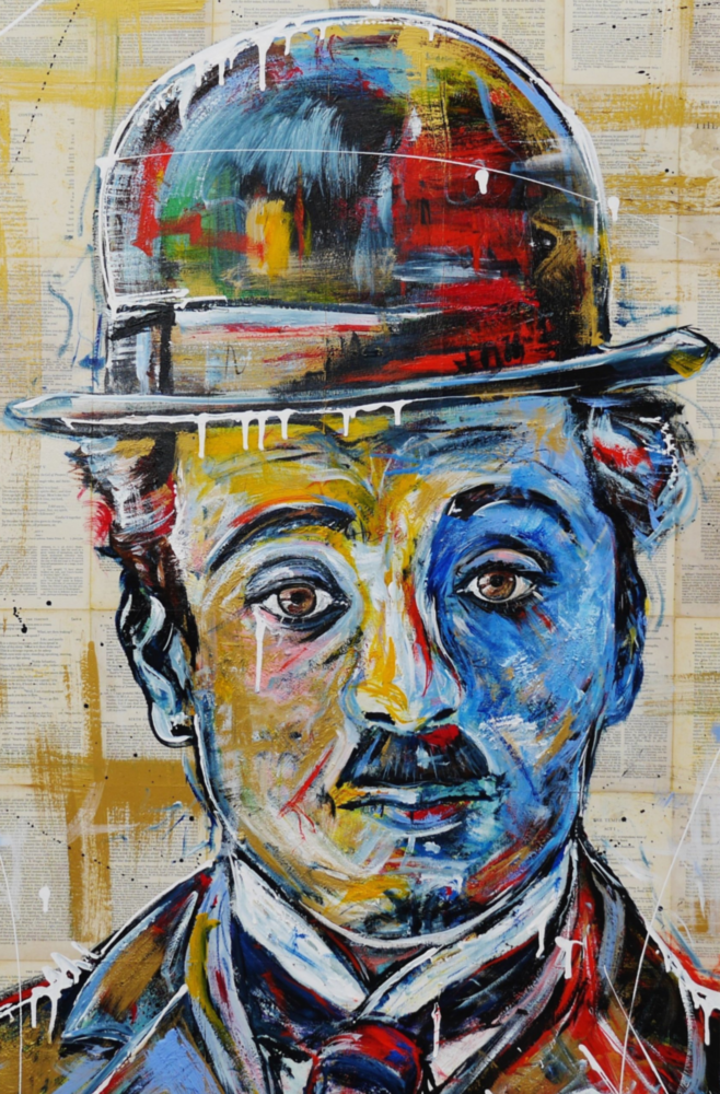 Charlie Chaplin Impression sur verre