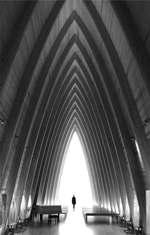 Graue Stadtlandschaft Glasbild