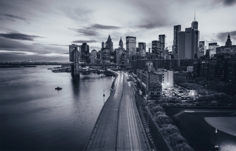 Graue Stadtlandschaft Glasbild