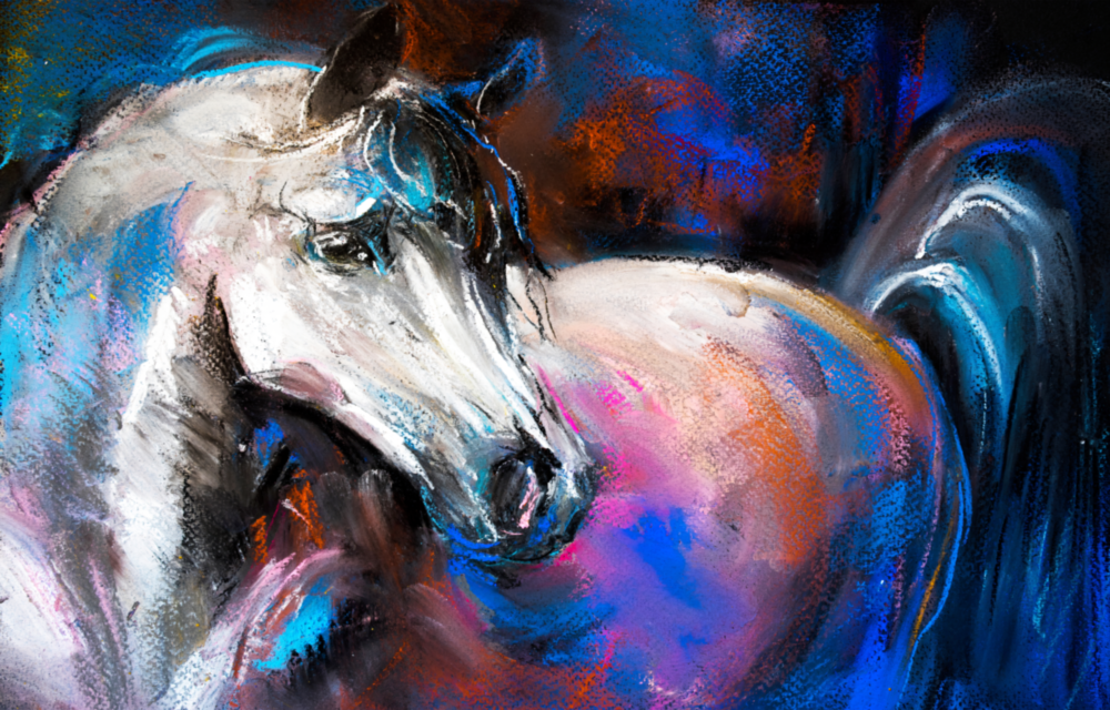 Arte della parete di vetro Cavallo bianco