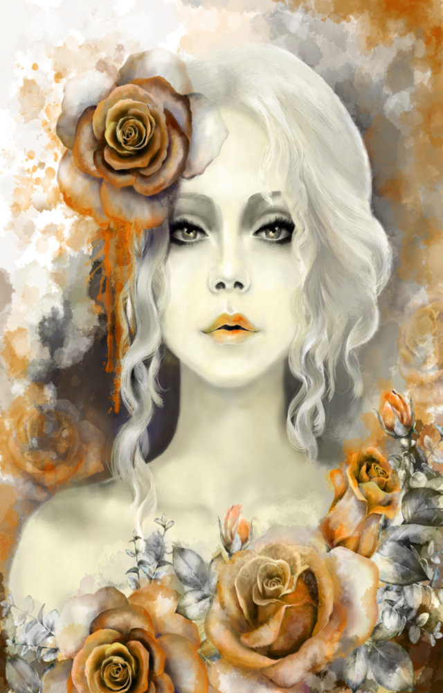 Arte della parete di vetro Rosa gialla e donna