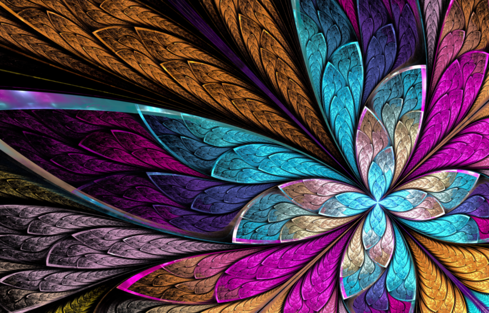 Bunte Blume Glasbild