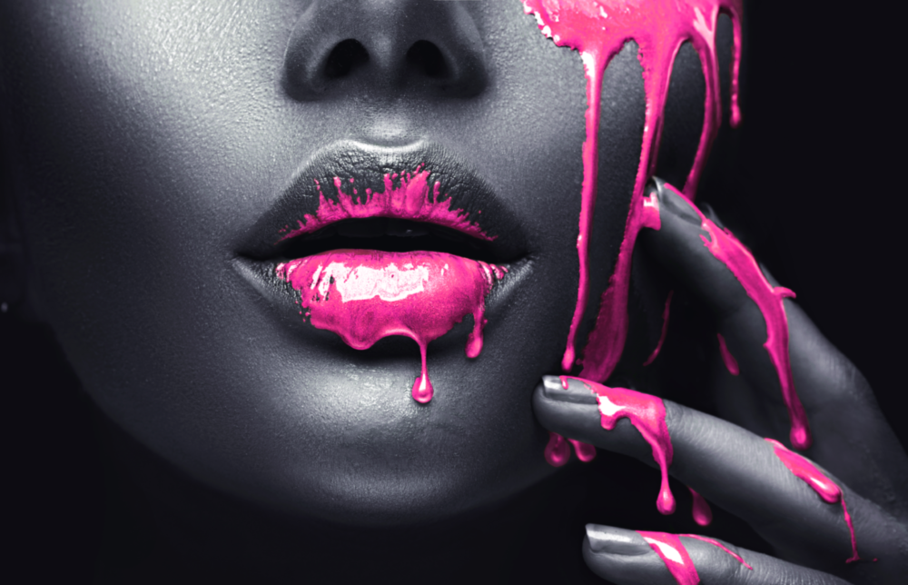 Pink Painted Woman Glass Wall Art