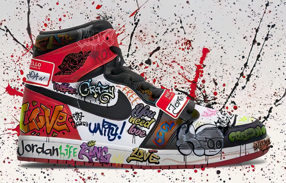 Chaussure gratifiée Impression sur verre