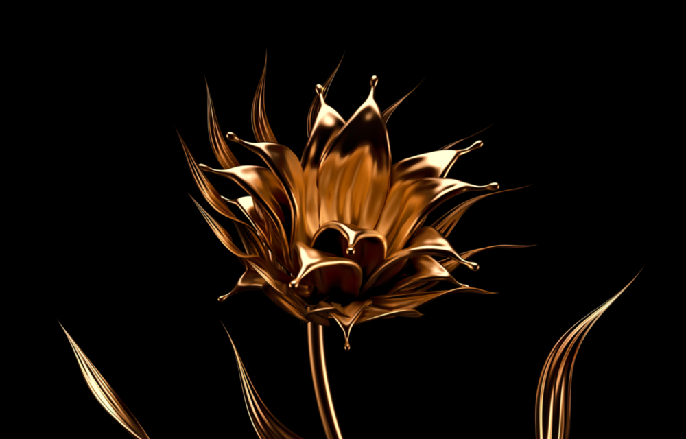 Arte della parete di vetro fiori dorati