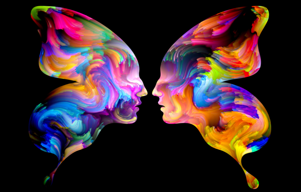 Silhouettes de papillons Impression sur verre