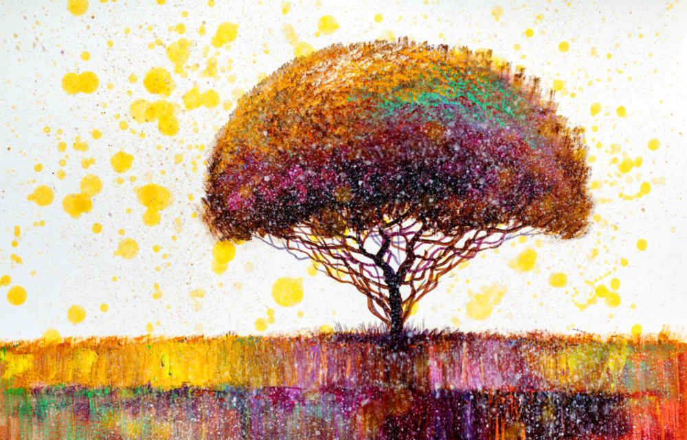 Arte de pared de vidrio de Árbol colorido