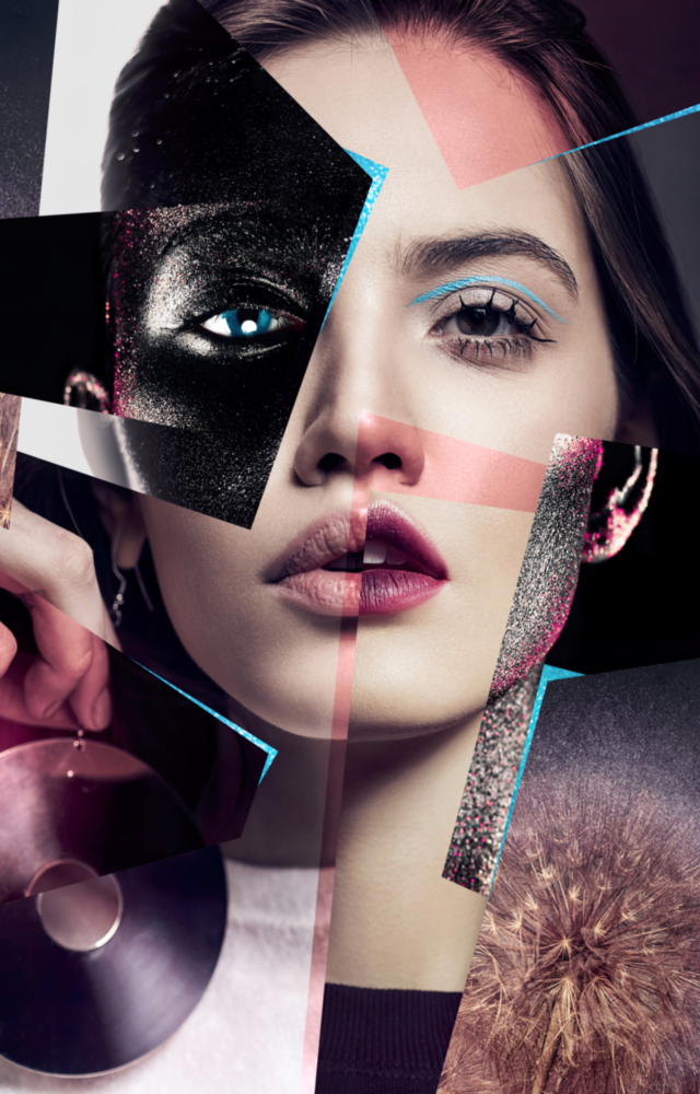 Arte della parete di vetro Ritratto di donna astratta