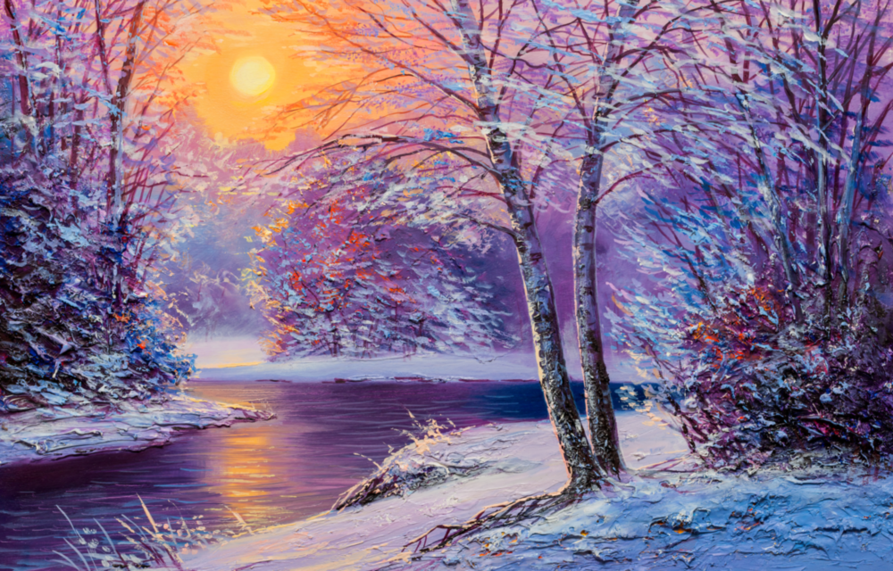 Arte de pared de vidrio de en un día de invierno