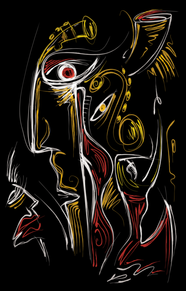 Abstrakte Gesichter Glasbild