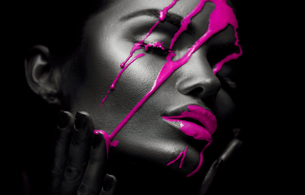 Purple Woman Glass Wall Art