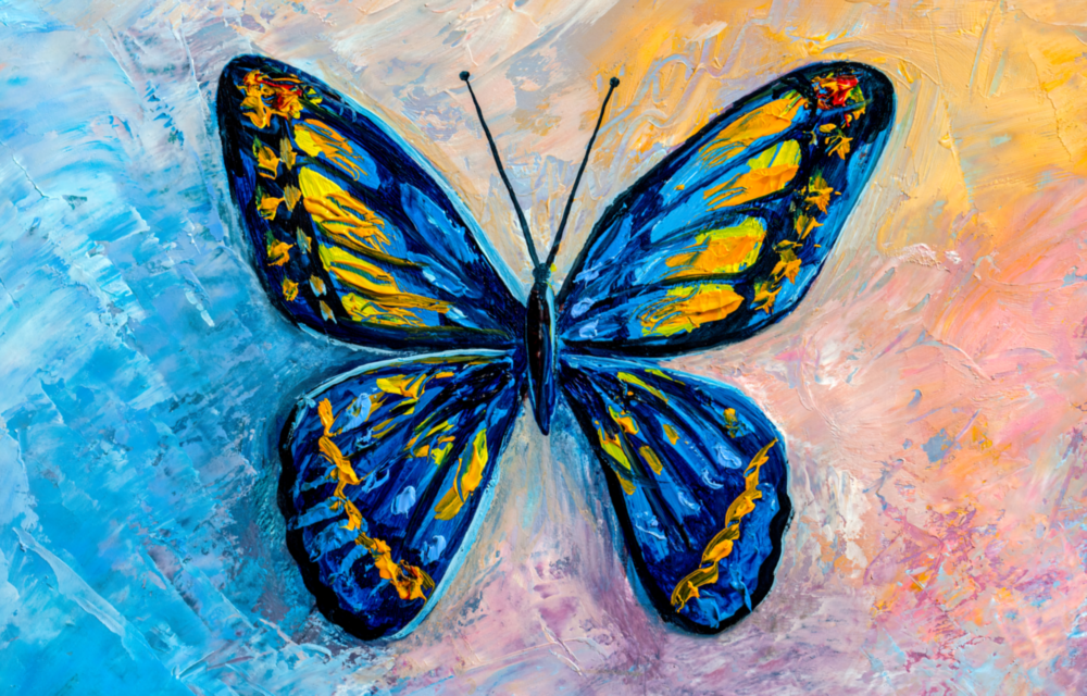 Arte de pared de vidrio de Mariposa