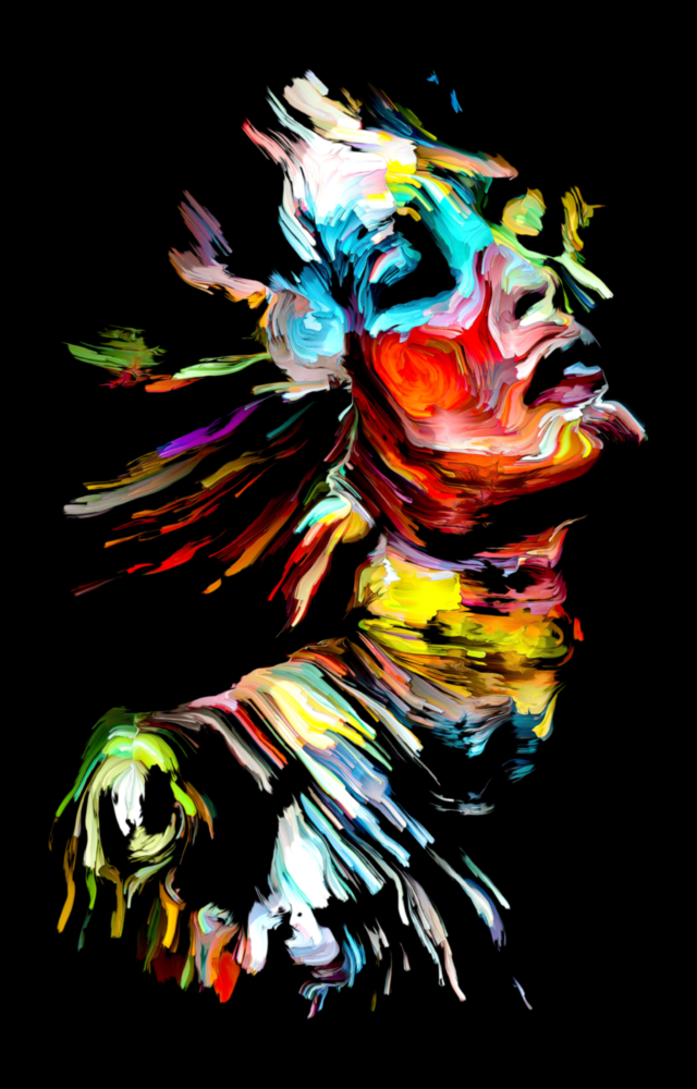 Zusammenfassung Porträt Glasbild