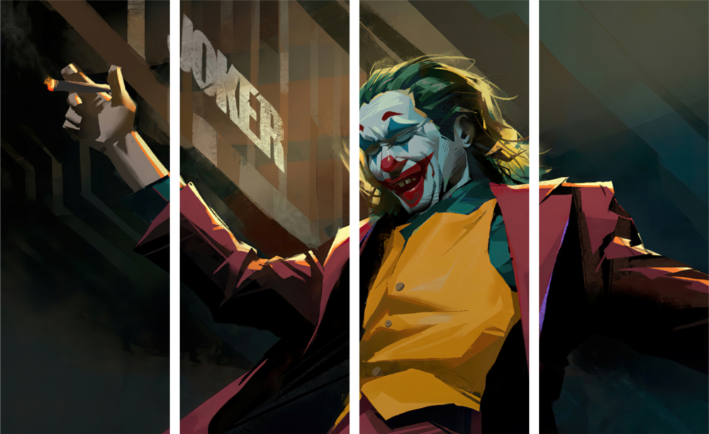 Joker 4 piezas de arte de pared de cristal Mega (150x92 cm)