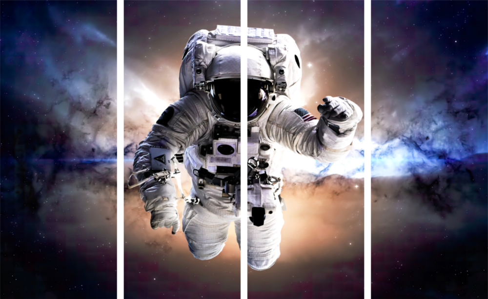 Astronaut 4 Stück Mega Glasbild (150 x 92 cm)