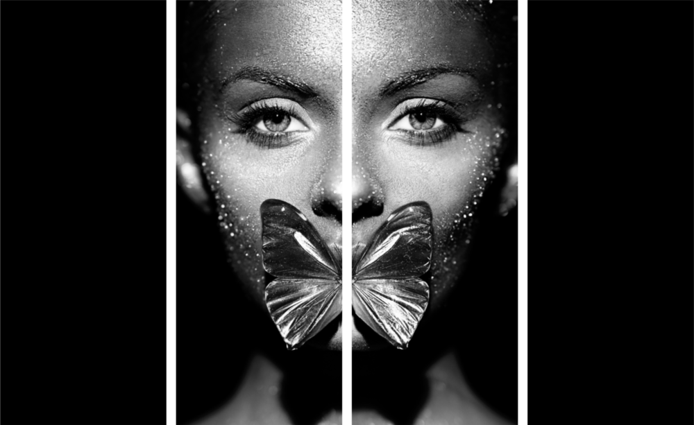 Femmes de papillon Art mural en verre Mega 4 pièces (150x92 cm)