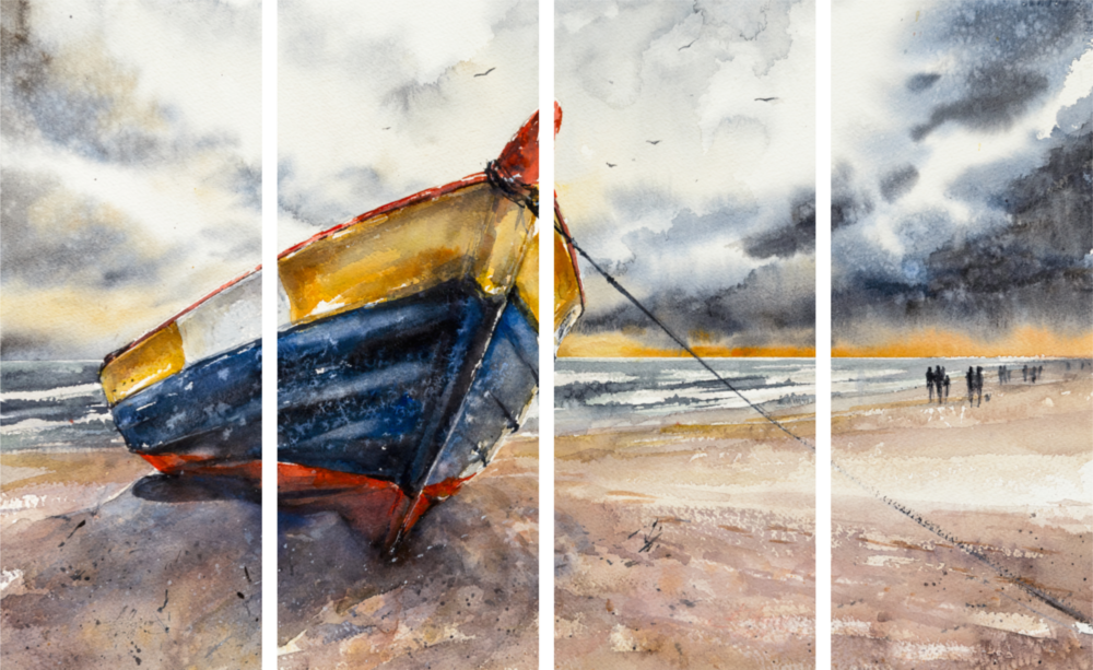 Bateau abondant Art mural en verre Mega 4 pièces (150x92 cm)