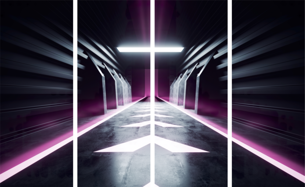 Corridoio Arte da parete in vetro Mega da 4 pezzi (150x92 cm)