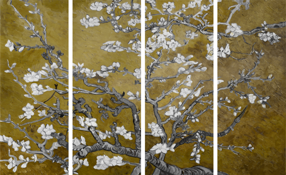 Sakura Arte da parete in vetro Mega da 4 pezzi (150x92 cm)
