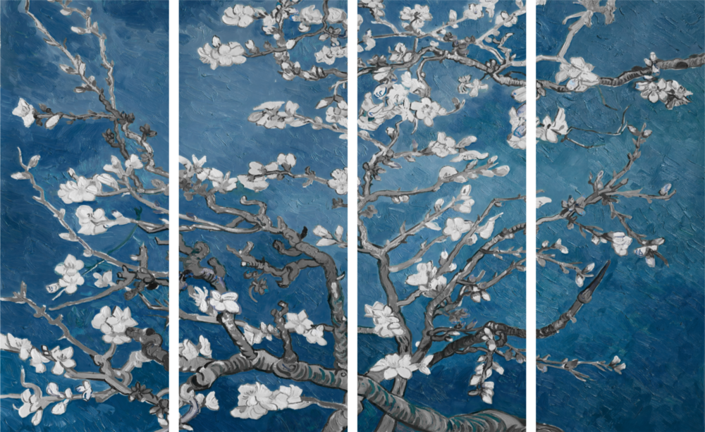 Sakura Arte da parete in vetro Mega da 4 pezzi (150x92 cm)