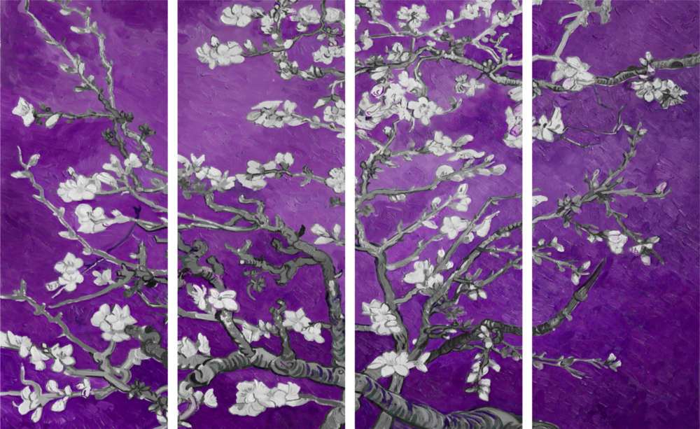 Sakura Arte da parete in vetro Mega da 4 pezzi (150x92 cm)