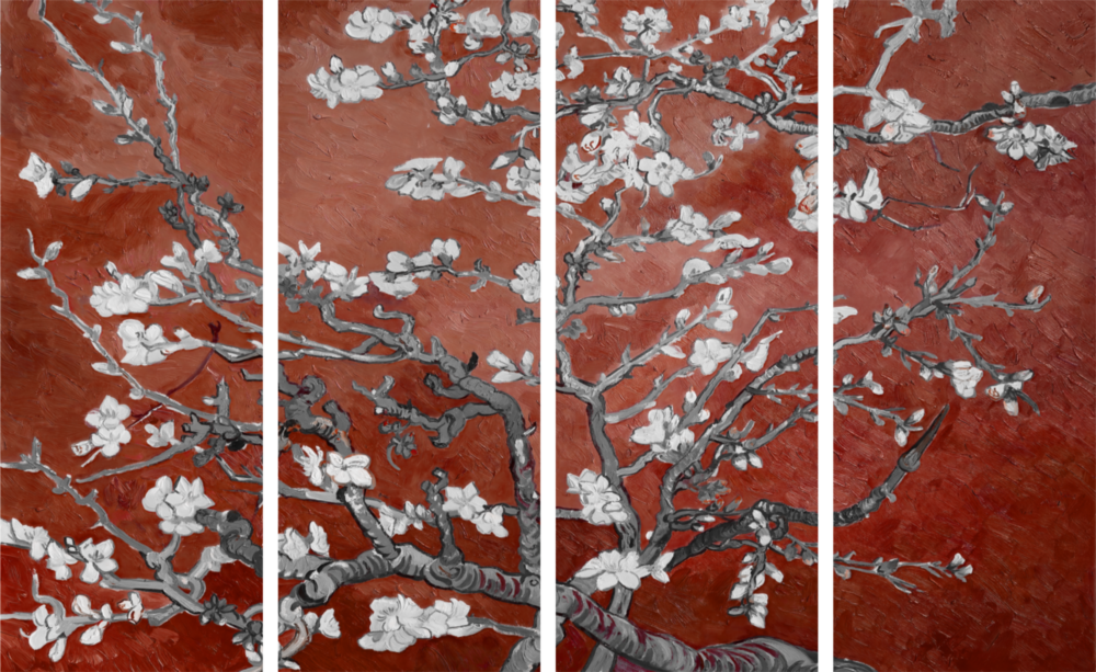 Sakura Arte da parete in vetro Mega da 4 pezzi (150x92 cm)