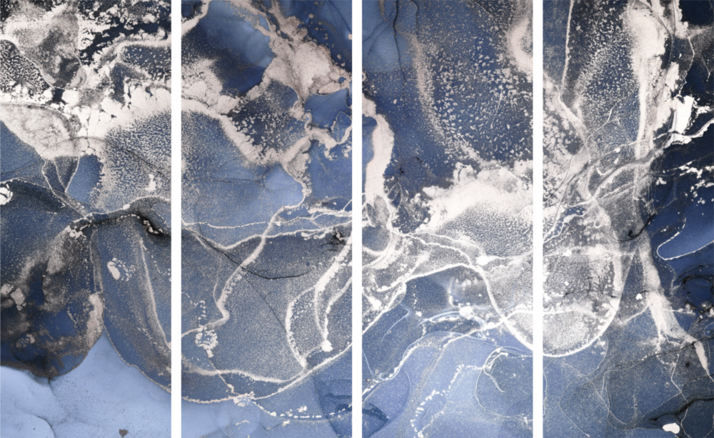 Marmo Arte da parete in vetro Mega da 4 pezzi (150x92 cm)