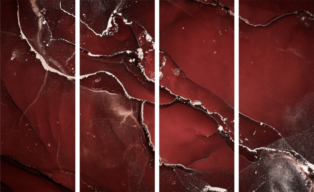 Crack rojo 4 piezas de arte de pared de cristal Mega (150x92 cm)