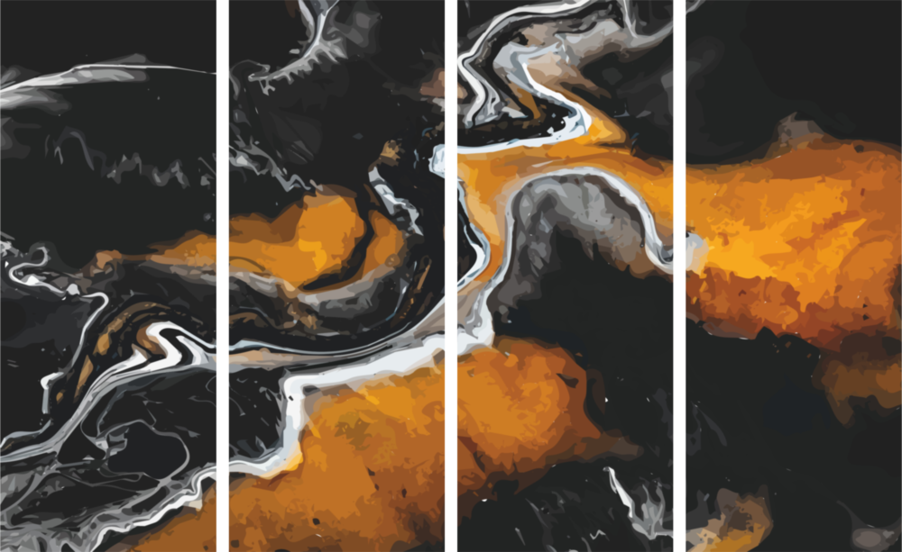 Lava di marmo Arte da parete in vetro Mega da 4 pezzi (150x92 cm)