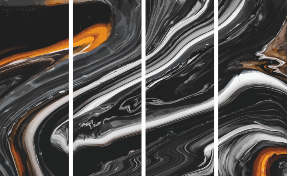 Lava di marmo Arte da parete in vetro Mega da 4 pezzi (150x92 cm)