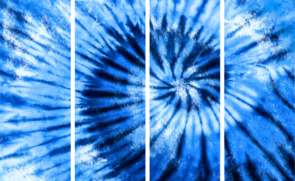 Spirale blu Arte da parete in vetro Mega da 4 pezzi (150x92 cm)