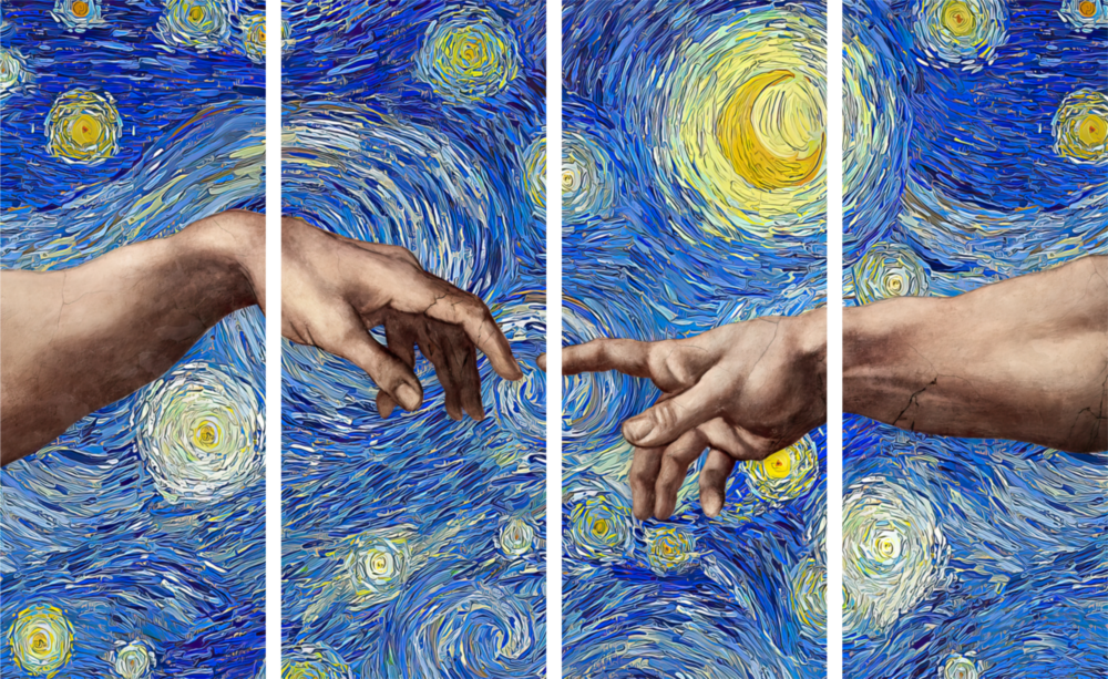 La creazione Arte da parete in vetro Mega da 4 pezzi (150x92 cm)