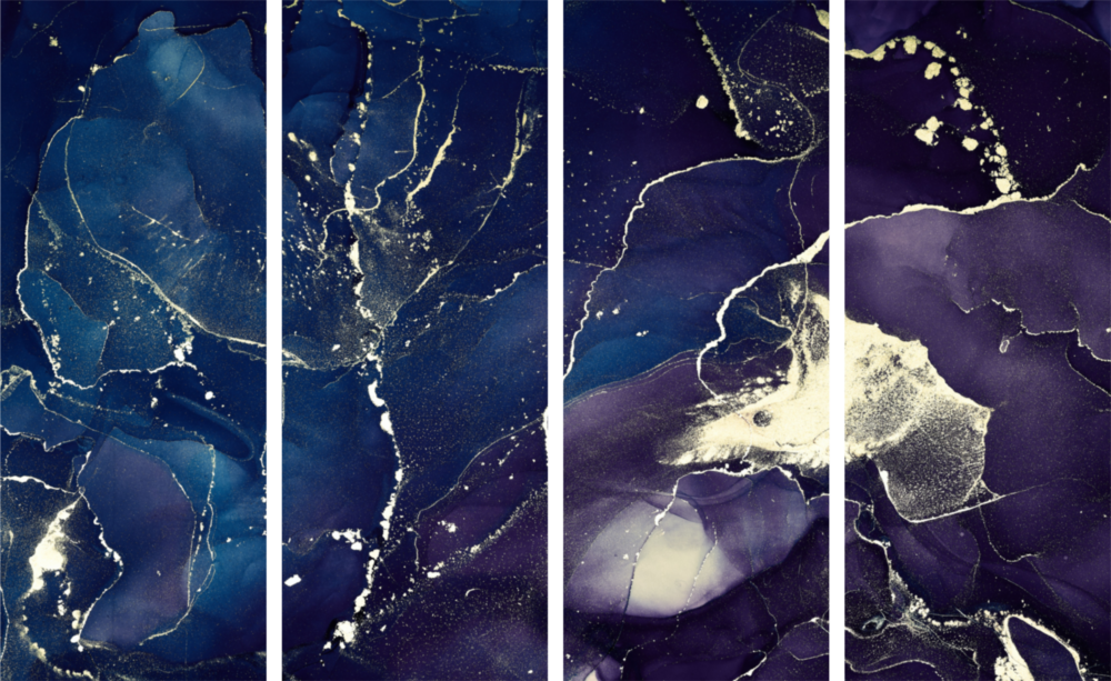 Mármol 4 piezas de arte de pared de cristal Mega (150x92 cm)