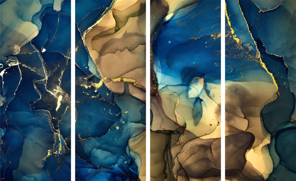 Marble 4 Pieces Mega Glass Wall Art (150x92 cm)