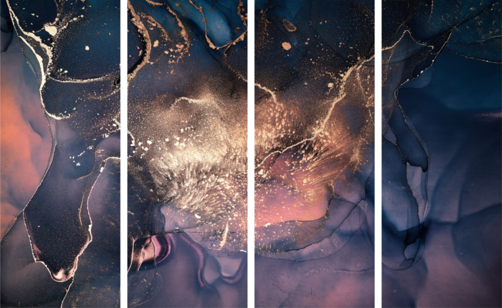 Mármol 4 piezas de arte de pared de cristal Mega (150x92 cm)