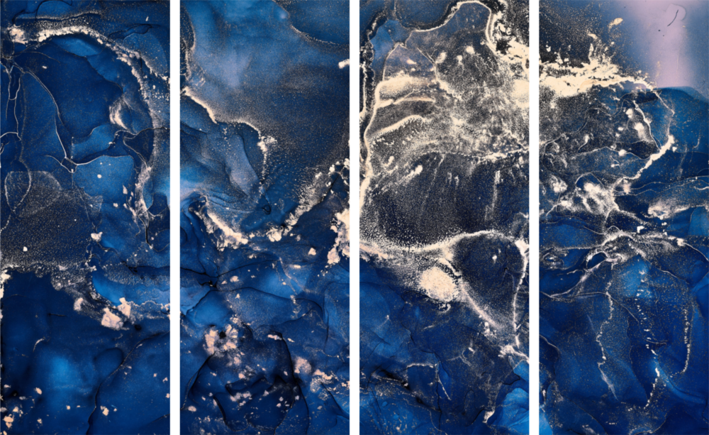 Marble 4 Pieces Mega Glass Wall Art (150x92 cm)