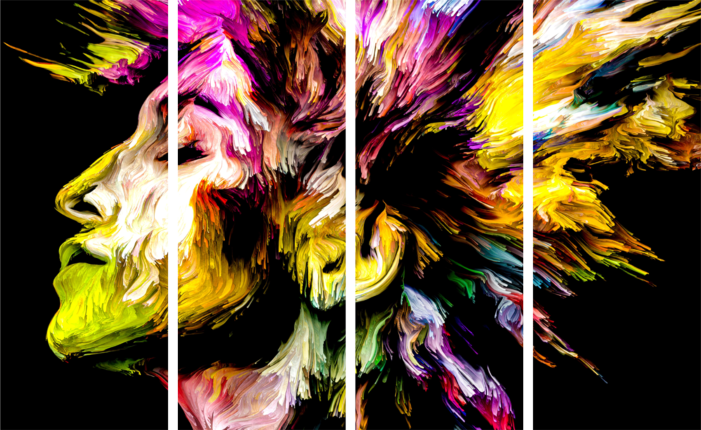 Feel the Music 4 piezas de arte de pared de cristal Mega (150x92 cm)