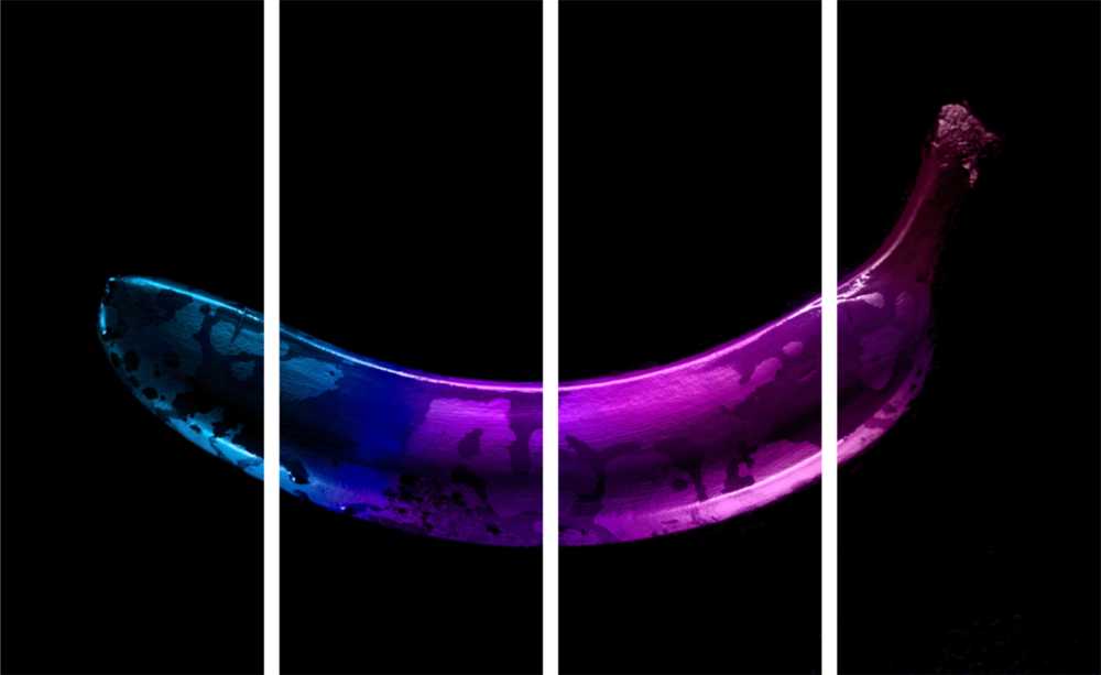 Una banana Arte da parete in vetro Mega da 4 pezzi (150x92 cm)