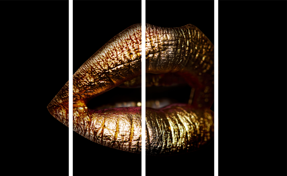 Labios 4 piezas de arte de pared de cristal Mega (150x92 cm)