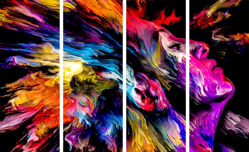 Sentir la musique Art mural en verre Mega 4 pièces (150x92 cm)