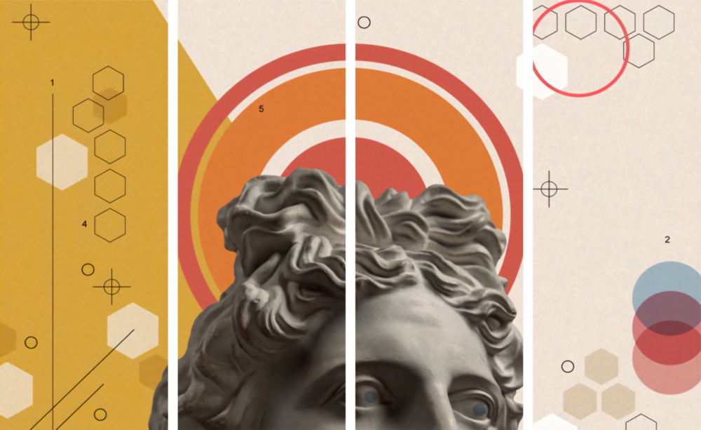 Pensamientos de la estatua 4 piezas de arte de pared de cristal Mega (150x92 cm)