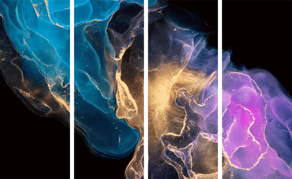 Colisión 4 piezas de arte de pared de cristal Mega (150x92 cm)