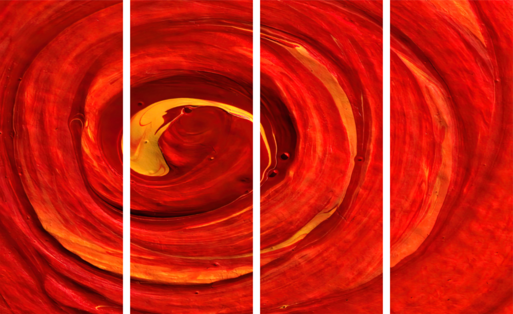 Red Vortex 4 Pieces Mega Glass Wall Art (150x92 cm)