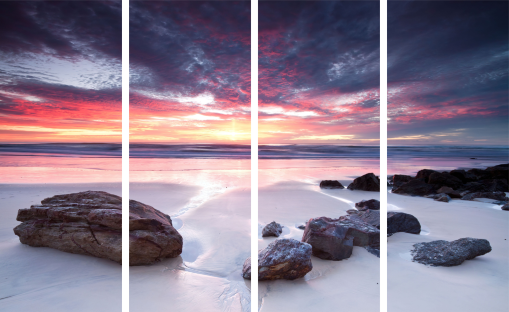 Sunset at the Beach 4 Pieces Mega Glass Wall Art (150x92 cm)